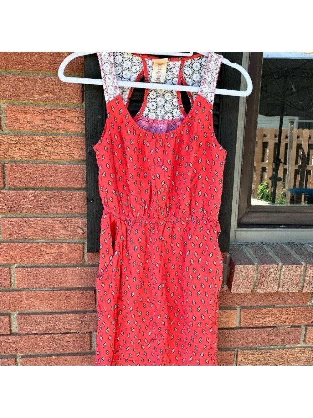 Summer sexy dress salmon sleeveless crochet peephole back size medium